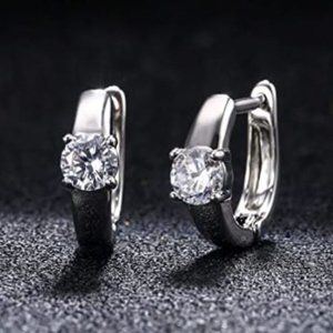 18k Gold Plated Small Hoop CZ  , NEW no tag